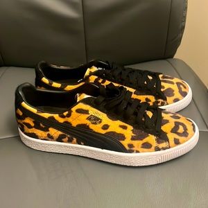 Puma "Clyde" shoe US 11 cheetah print faux fur shoe gently used no box